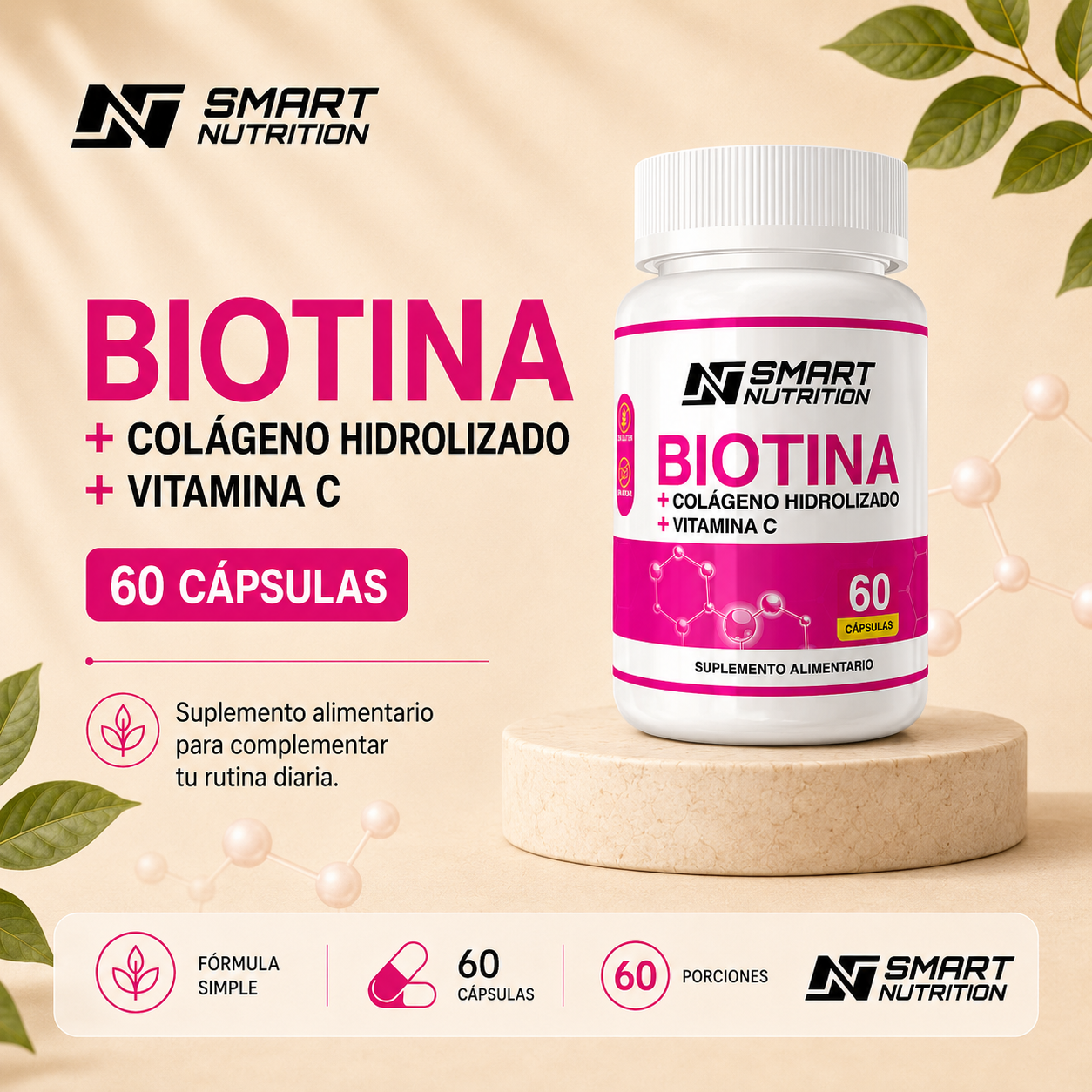 Biotina + Colágeno Hidrolizado + Vitamina C SmartNutrition