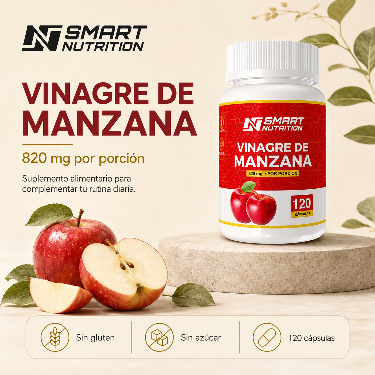 Pack x 3 Vinagre de Manzana 360 Cápsulas SmartNutrition