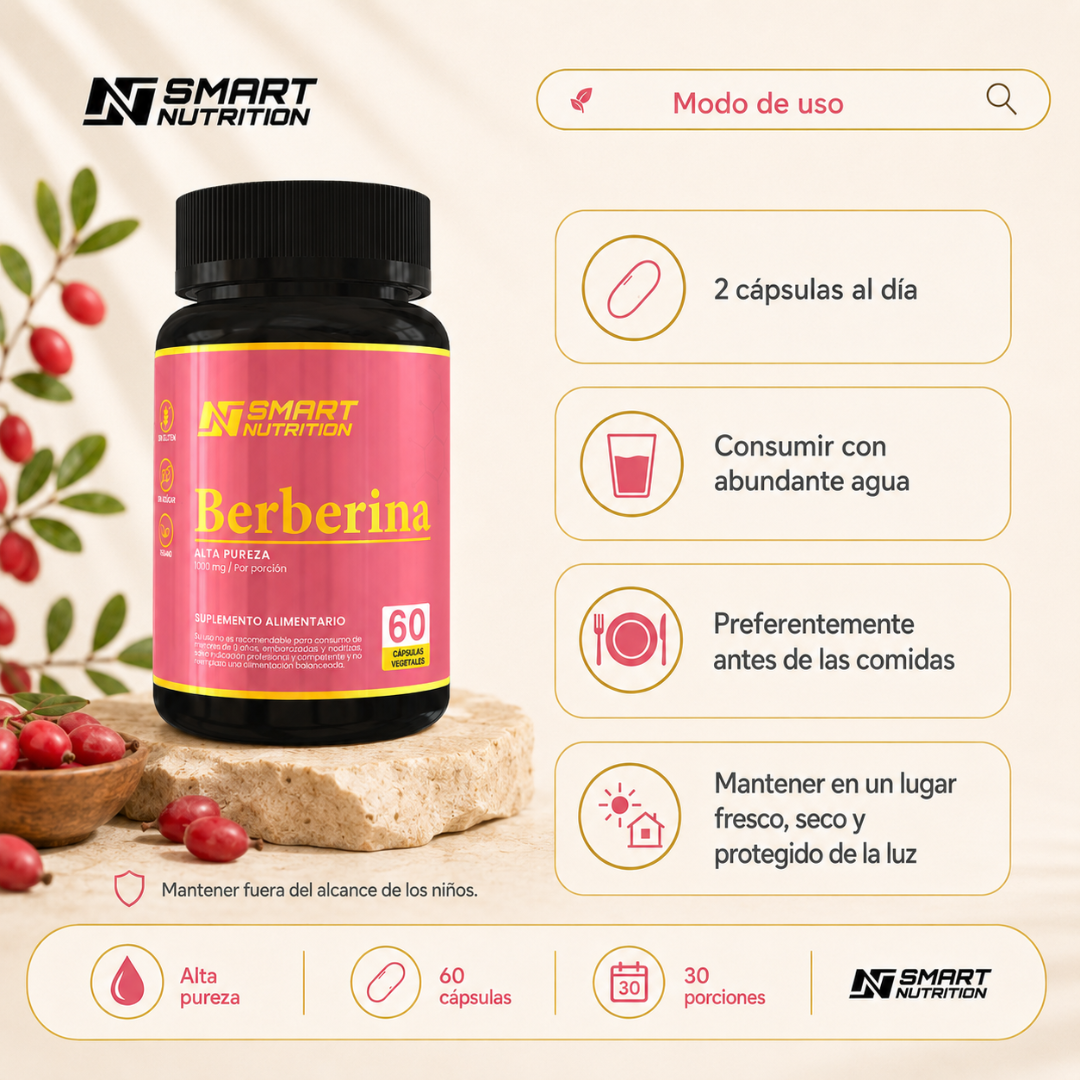 Berberina 1000 mg – Apoyo Metabólico SmartNutrition