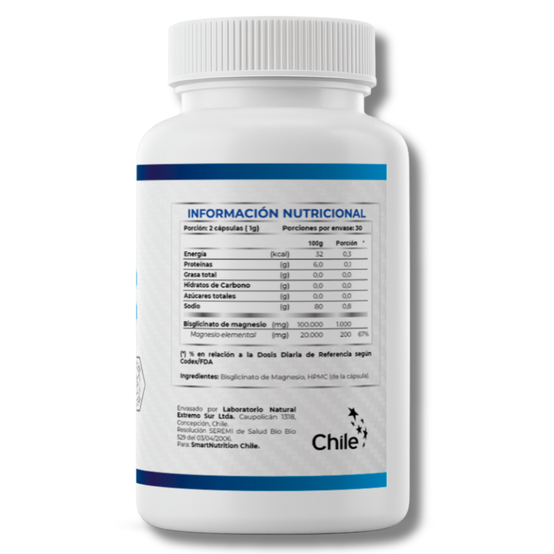 Bisglicinato de Magnesio 1000mg - 60 Capsulas SmartNutrition
