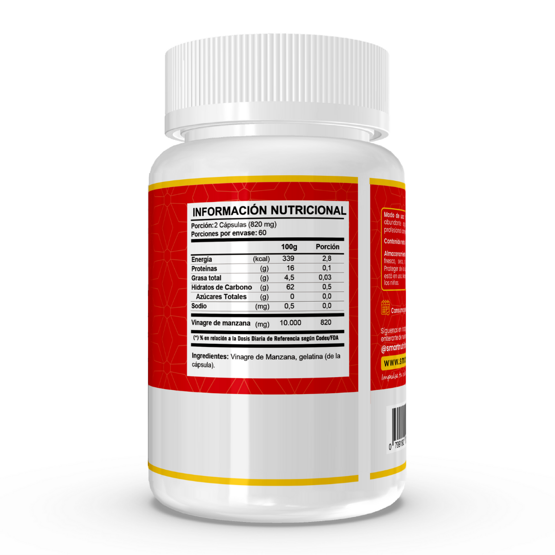 Vinagre de Manzana 820 Mg - 120 Cápsulas - SmartNutrition SmartNutrition