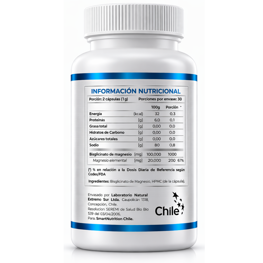 Bisglicinato de Magnesio 1000 mg – Alta Biodisponibilidad SmartNutrition