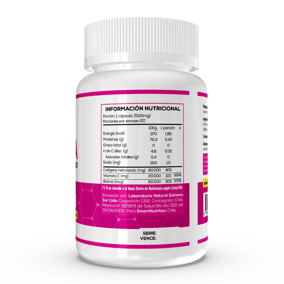 Biotina + Colágeno Hidrolizado + Vitamina C - 60 CAPSULAS SmartNutrition