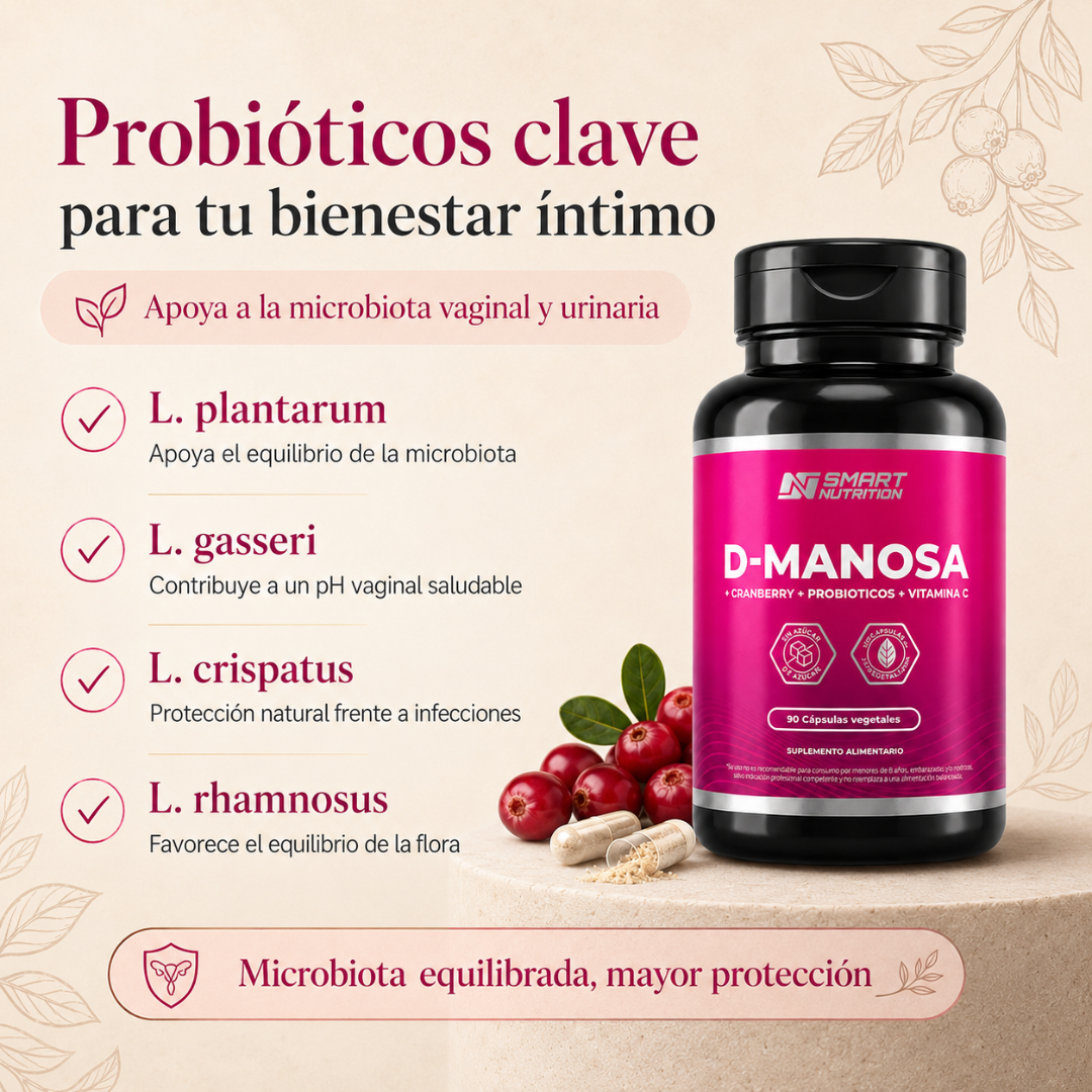 Pack x2 D-Manosa + Cranberry + Probióticos | 180 Cápsulas Vegetales SmartNutrition