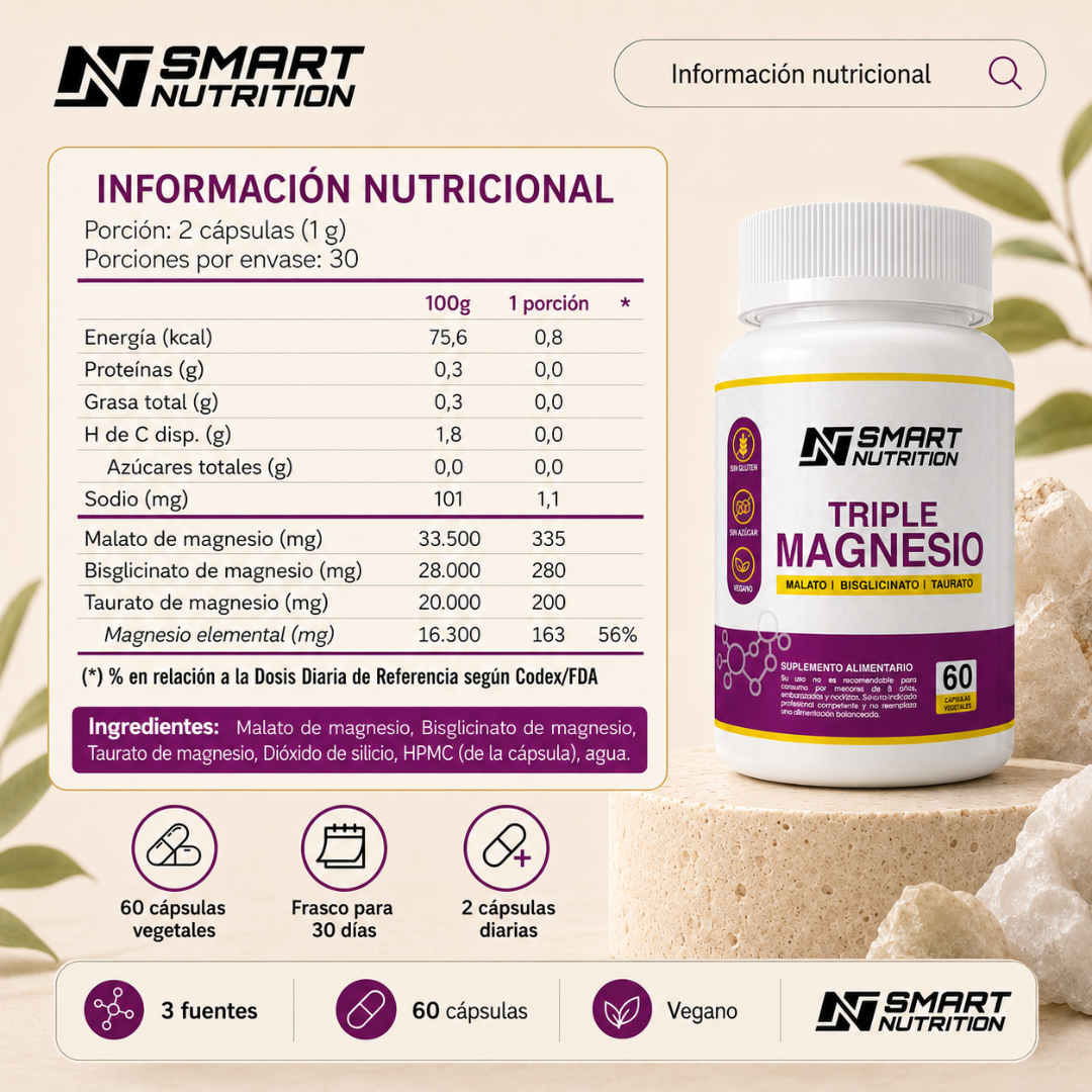Triple Magnesio(Malato, Bisglicinato, Taurato) SmartNutrition