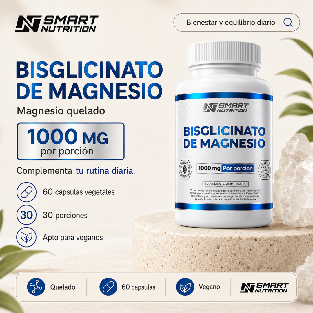 Bisglicinato de Magnesio 1000 mg – Alta Biodisponibilidad SmartNutrition