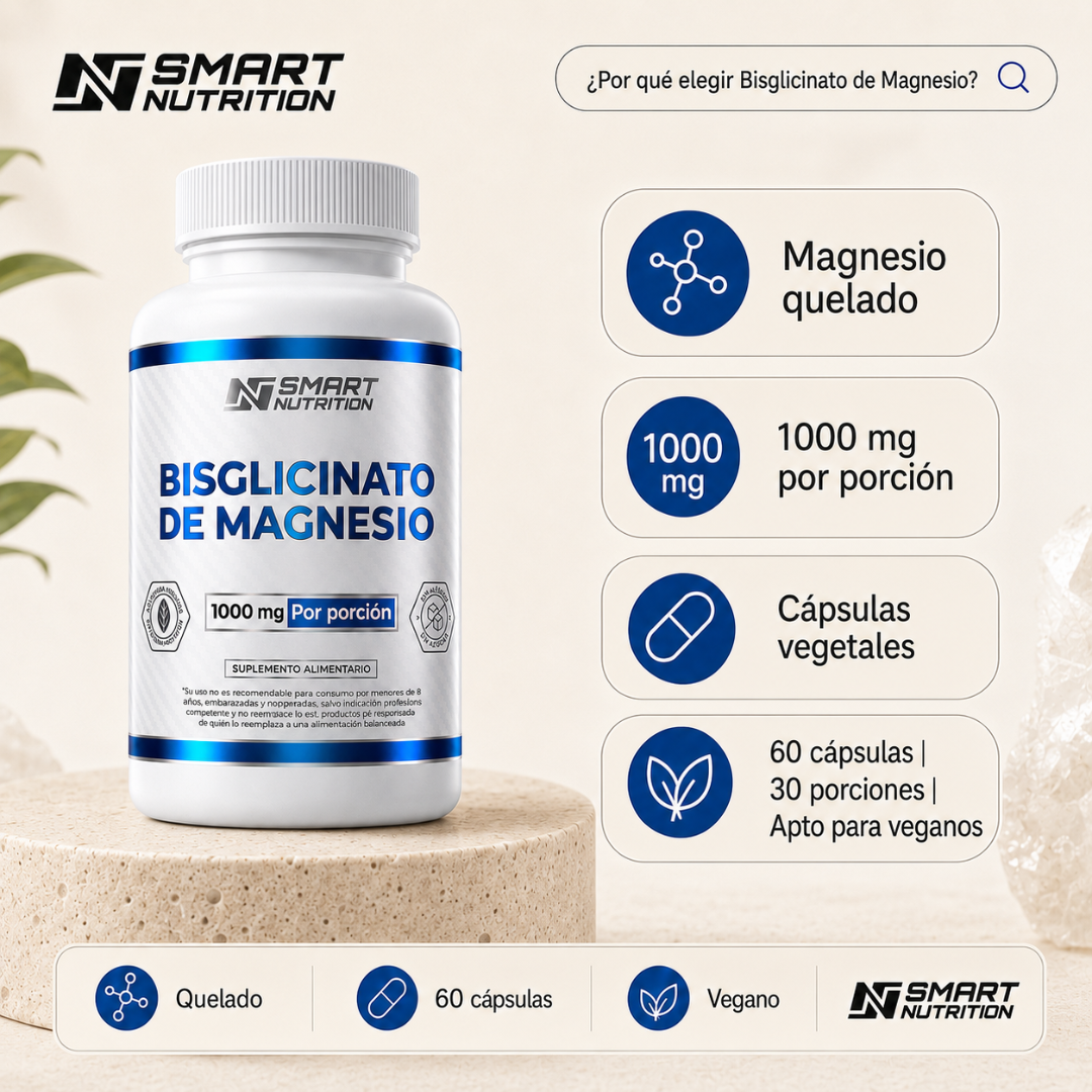 Bisglicinato de Magnesio 1000 mg – Alta Biodisponibilidad SmartNutrition