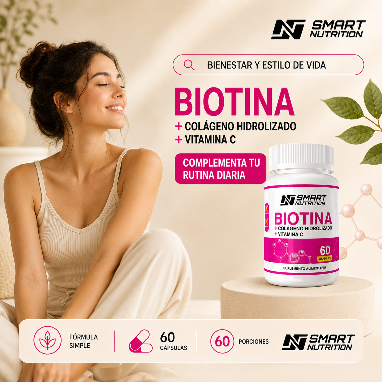Biotina + Colágeno Hidrolizado + Vitamina C SmartNutrition