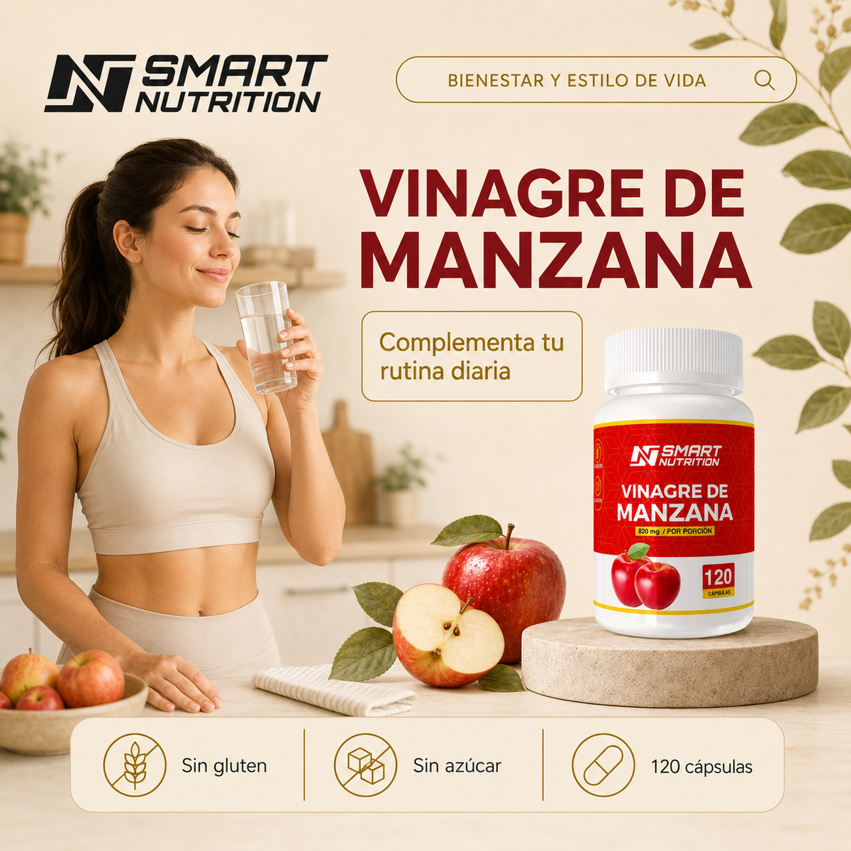 Pack x 3 Vinagre de Manzana 360 Cápsulas SmartNutrition