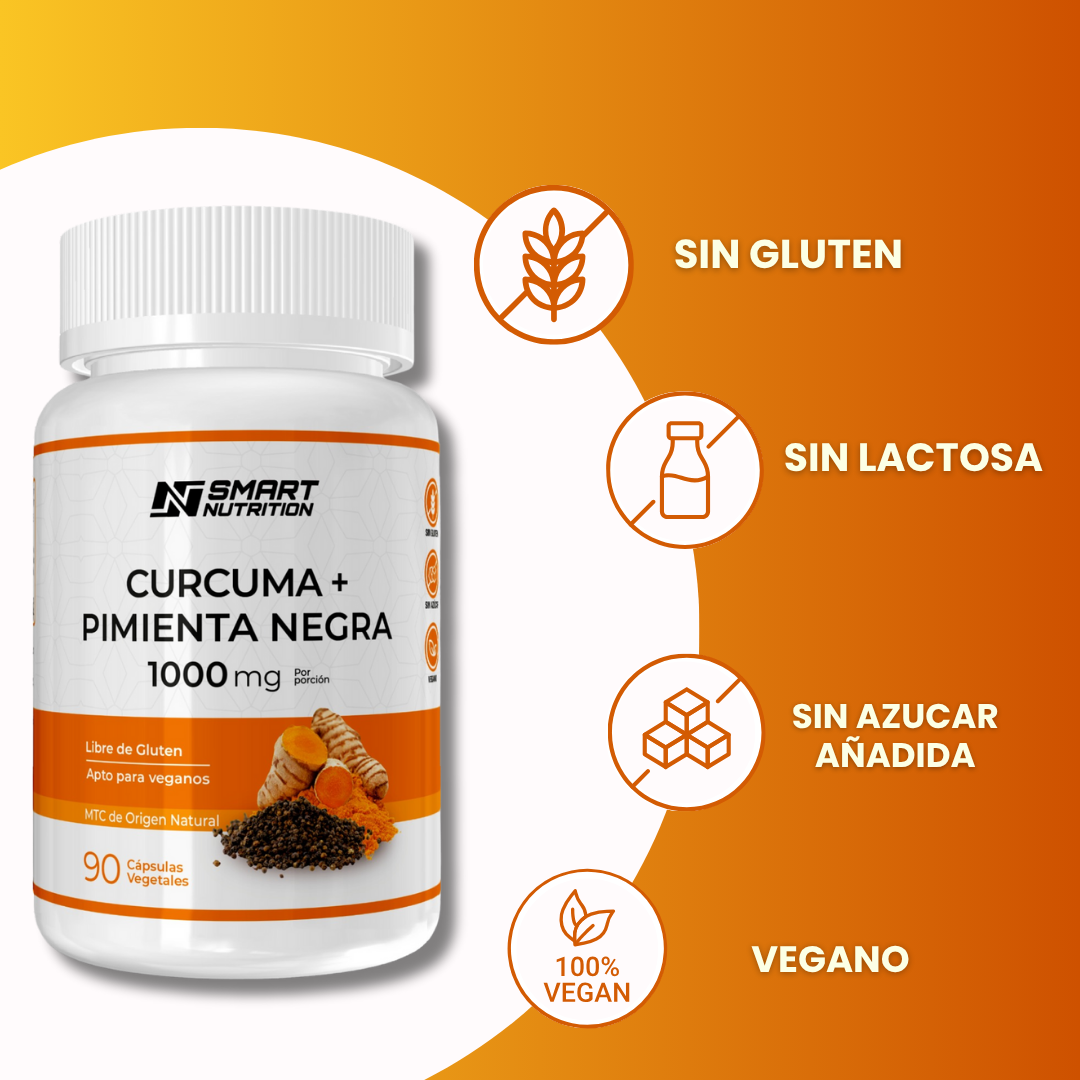 Cúrcuma + Pimienta Negra 1000mg - 90 cápsulas vegetales | Smart Nutrition SmartNutrition