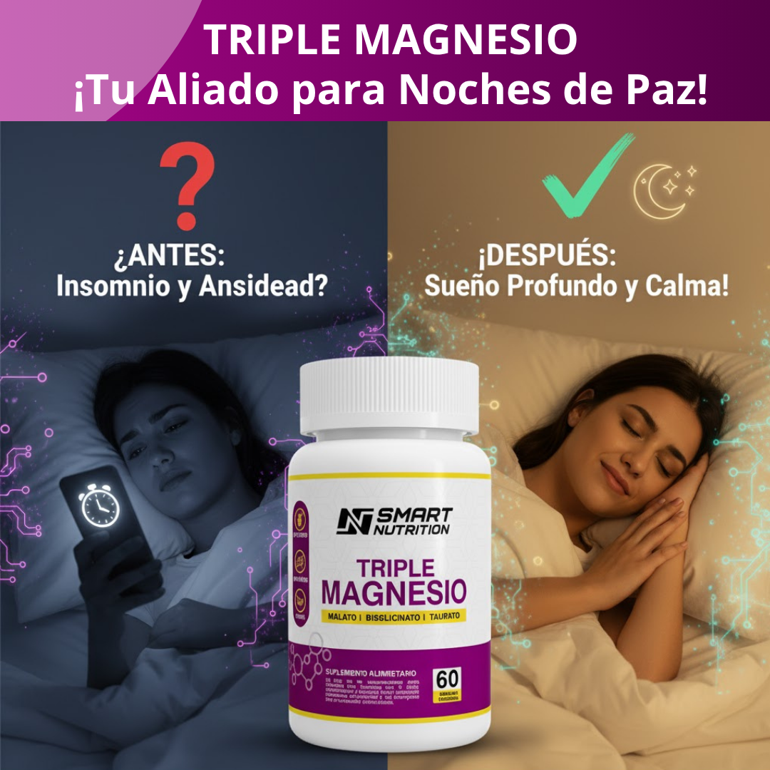 Triple Magnesio(malato, Bisglicinato, Taurato) - 60 Capsulas SmartNutrition