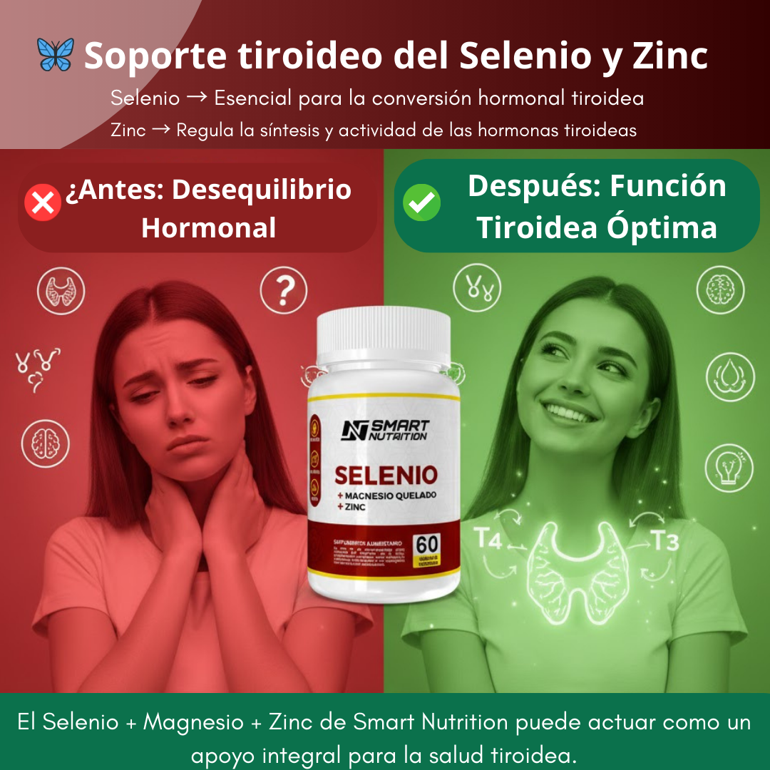 Selenio + Magnesio Quelado + Zinc – 60 Cápsulas Vegetales | Smart Nutrition SmartNutrition