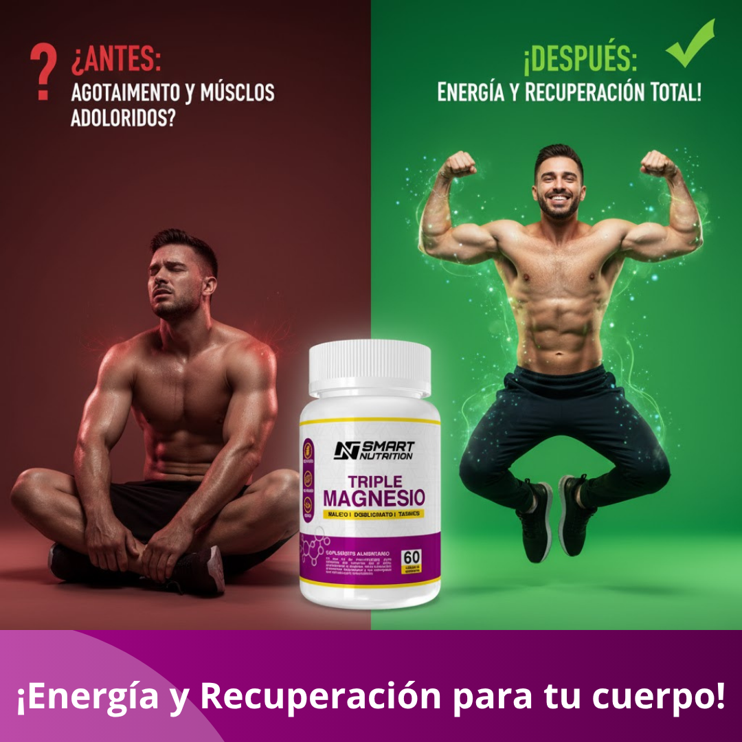 Triple Magnesio(malato, Bisglicinato, Taurato) - 60 Capsulas SmartNutrition