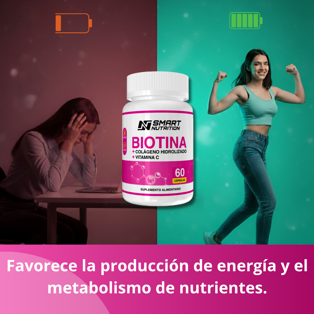 Biotina + Colágeno Hidrolizado + Vitamina C - 60 CAPSULAS SmartNutrition