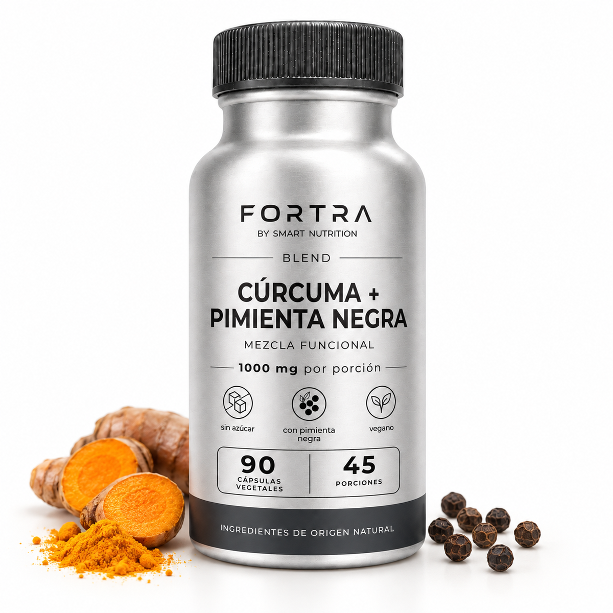 Cúrcuma + Pimienta Negra · Fórmula Botánica - Apoyo nutricional para el bienestar diario Fortra