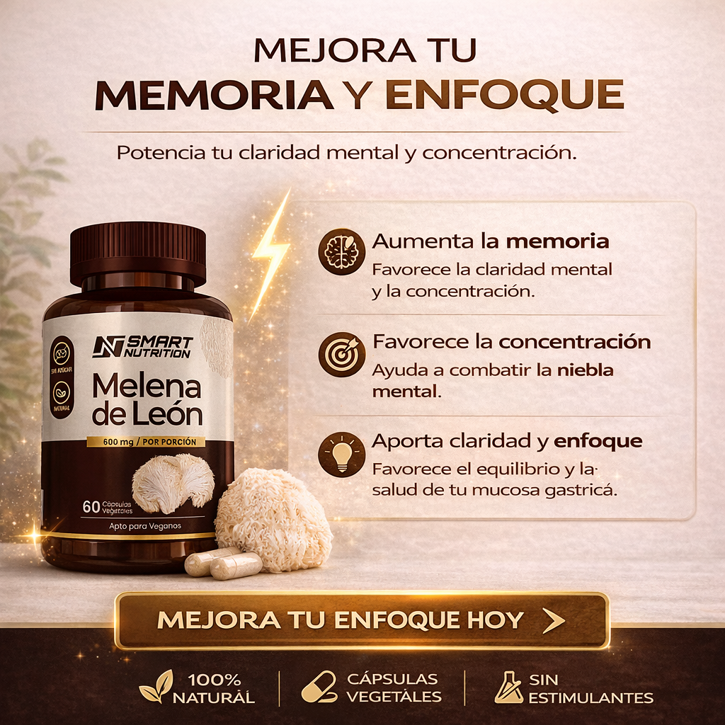 Melena de León 600 mg (Hericium erinaceus) SmartNutrition