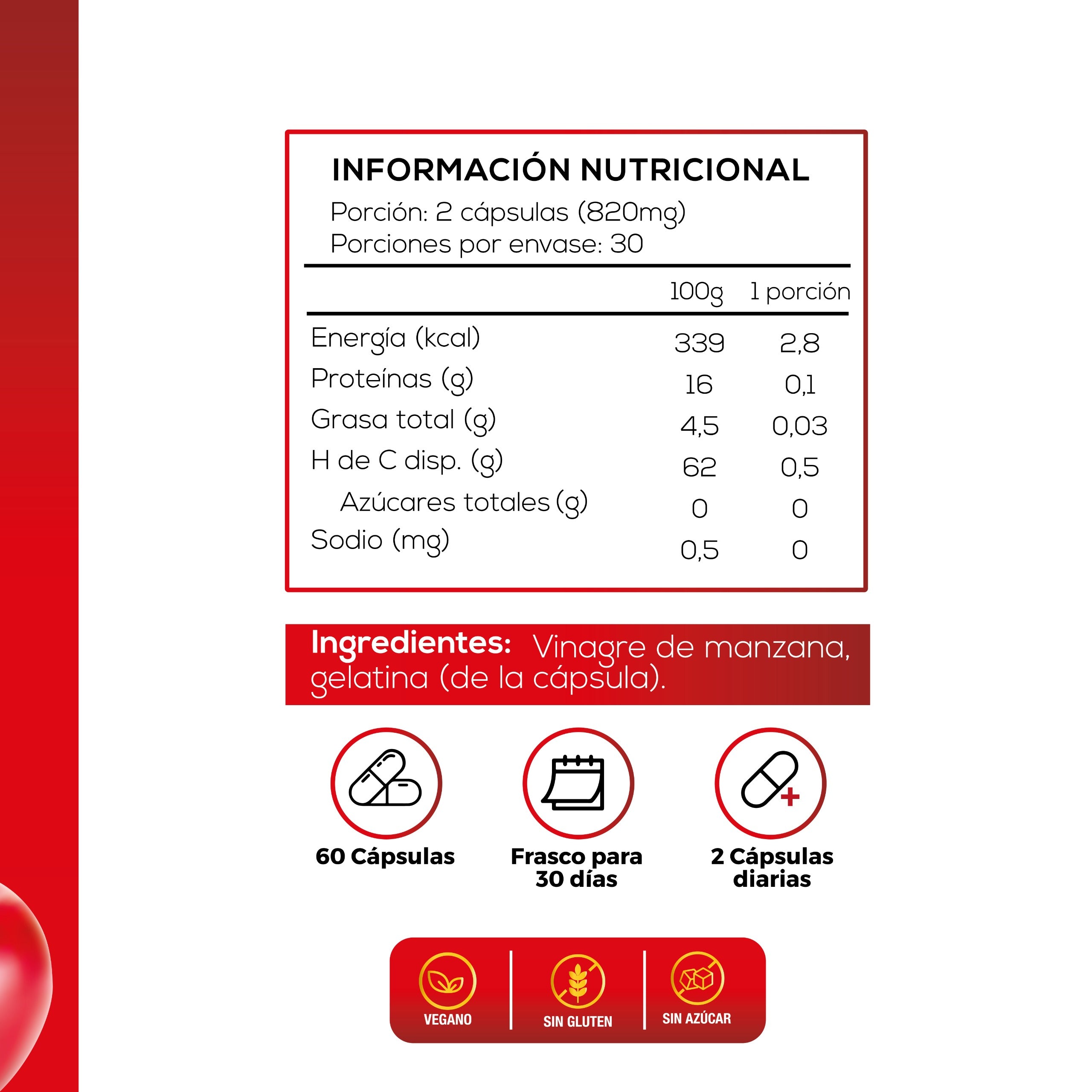 Vinagre de Manzana 820 Mg - 60 Cápsulas - SmartNutrition SmartNutrition