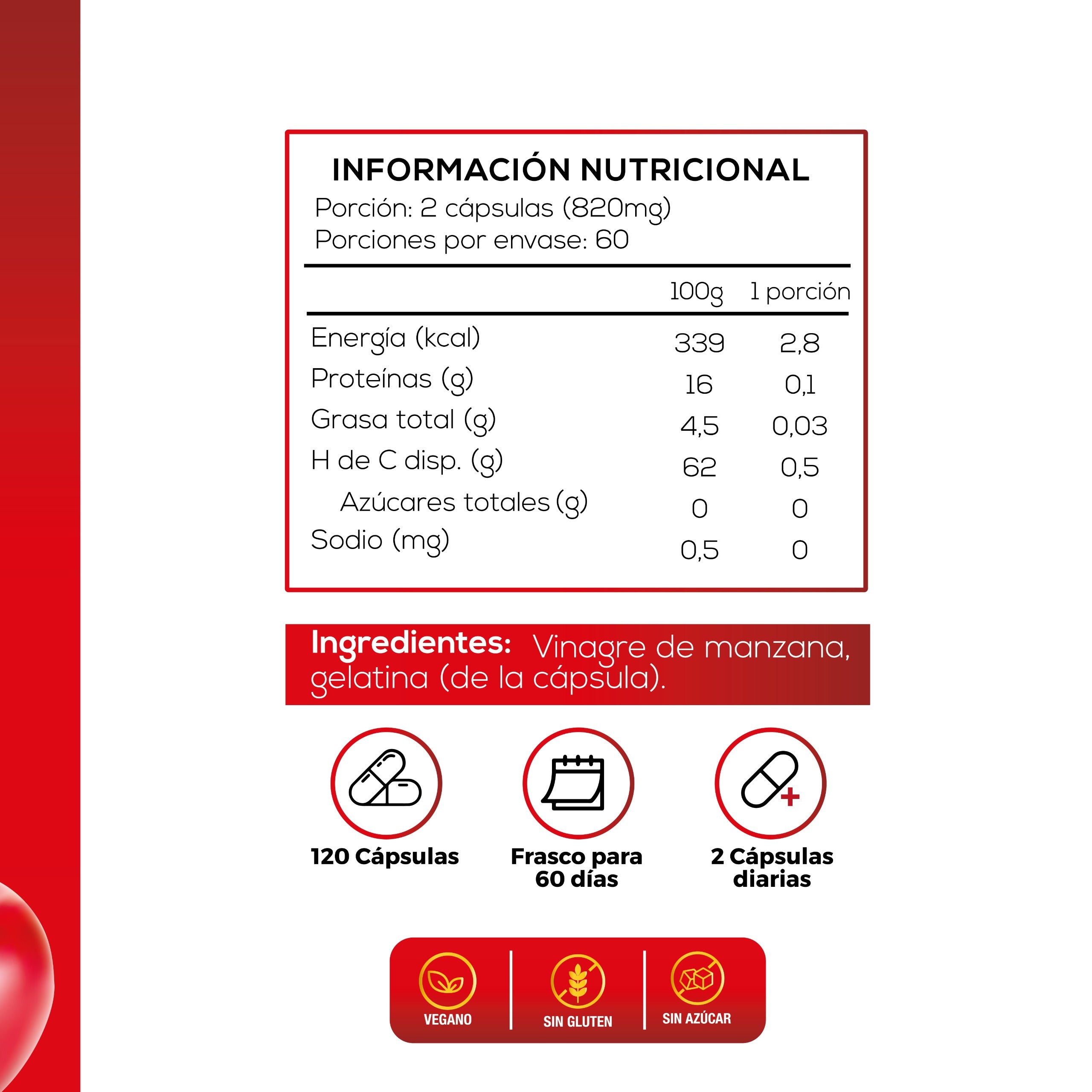 Vinagre de Manzana 820 Mg - 120 Cápsulas - SmartNutrition SmartNutrition