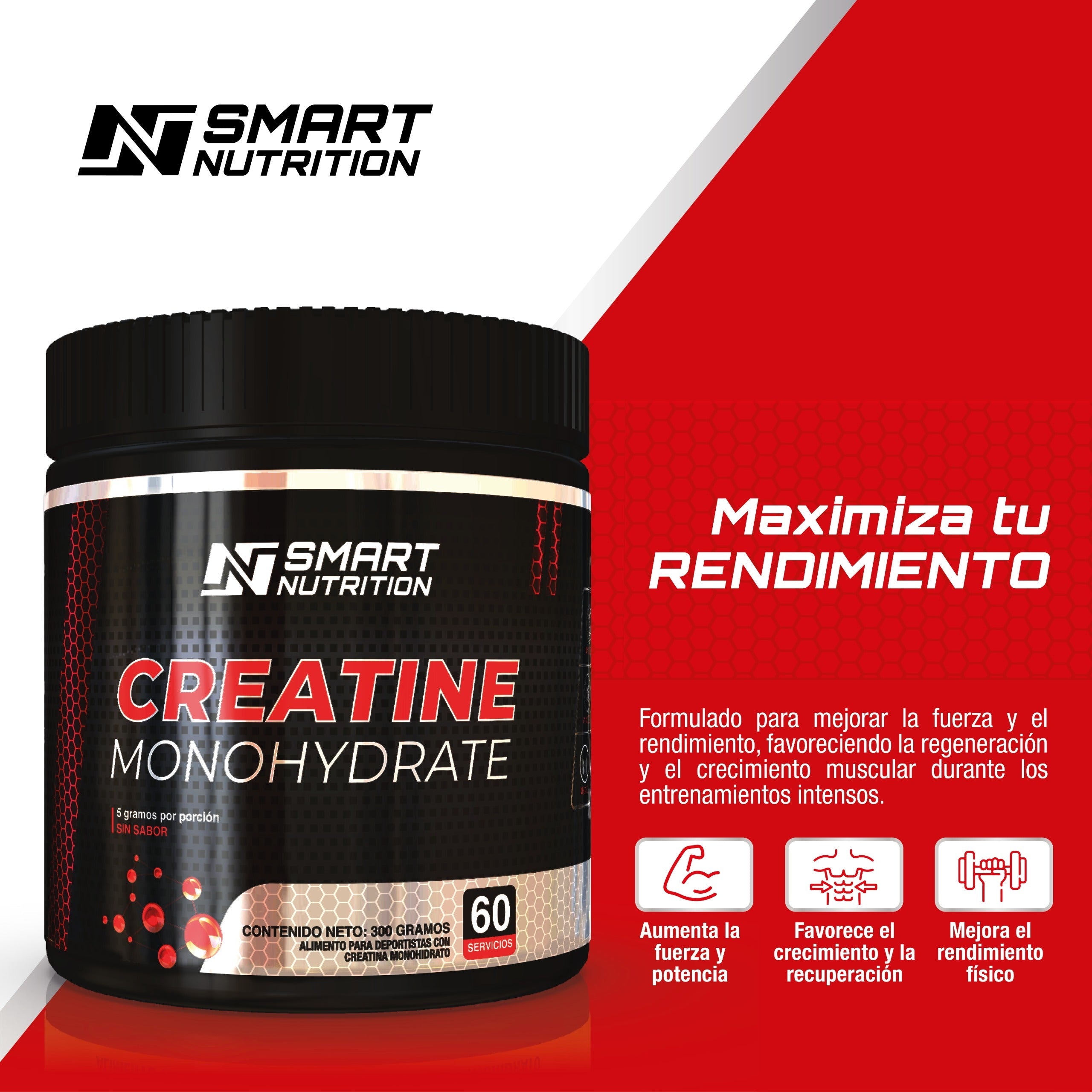 Creatina Monohydrate en Polvo 300 Gr - SmartNutrition SmartNutrition