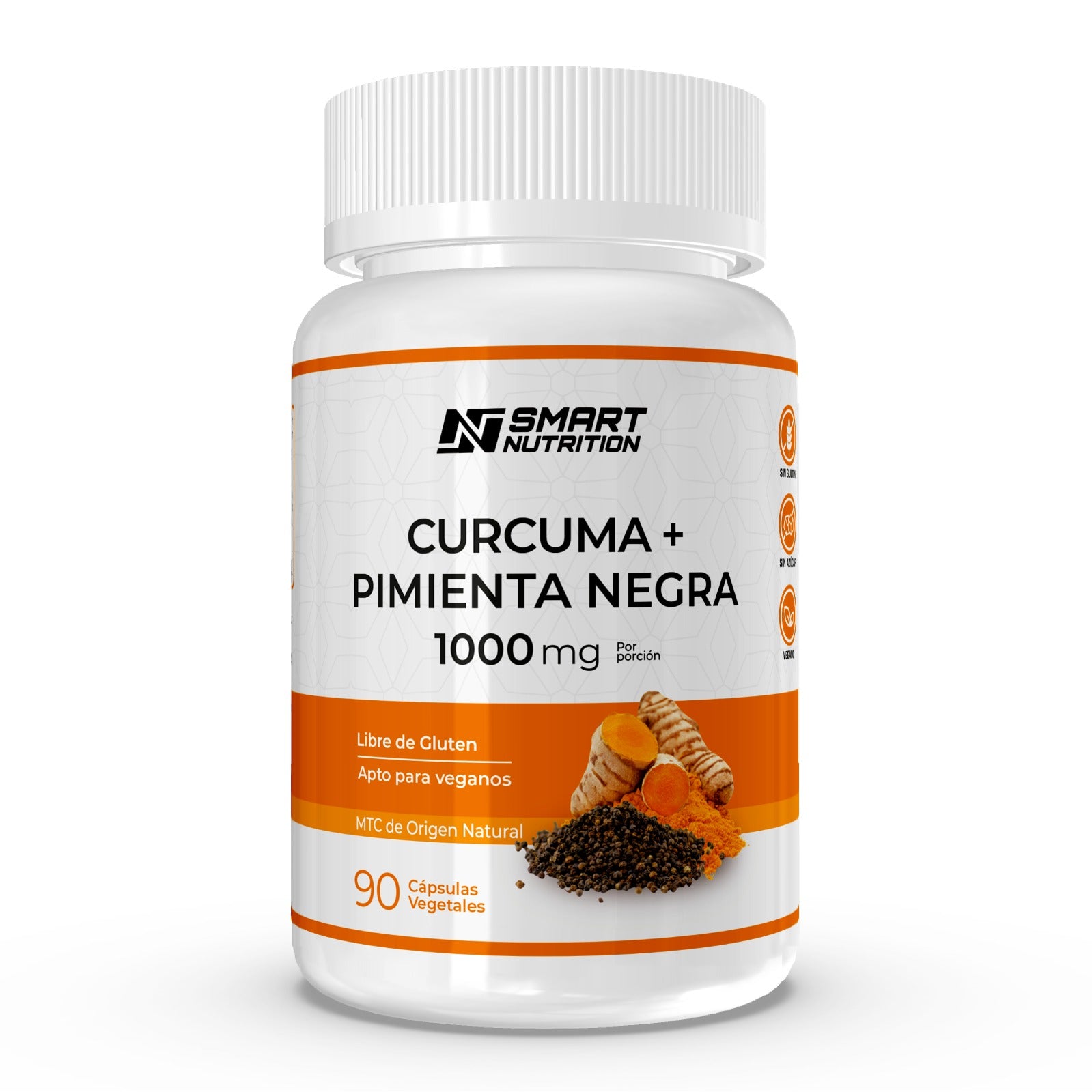 Cúrcuma + Pimienta Negra 1000 mg - 90 cápsulas vegetales | Smart Nutrition