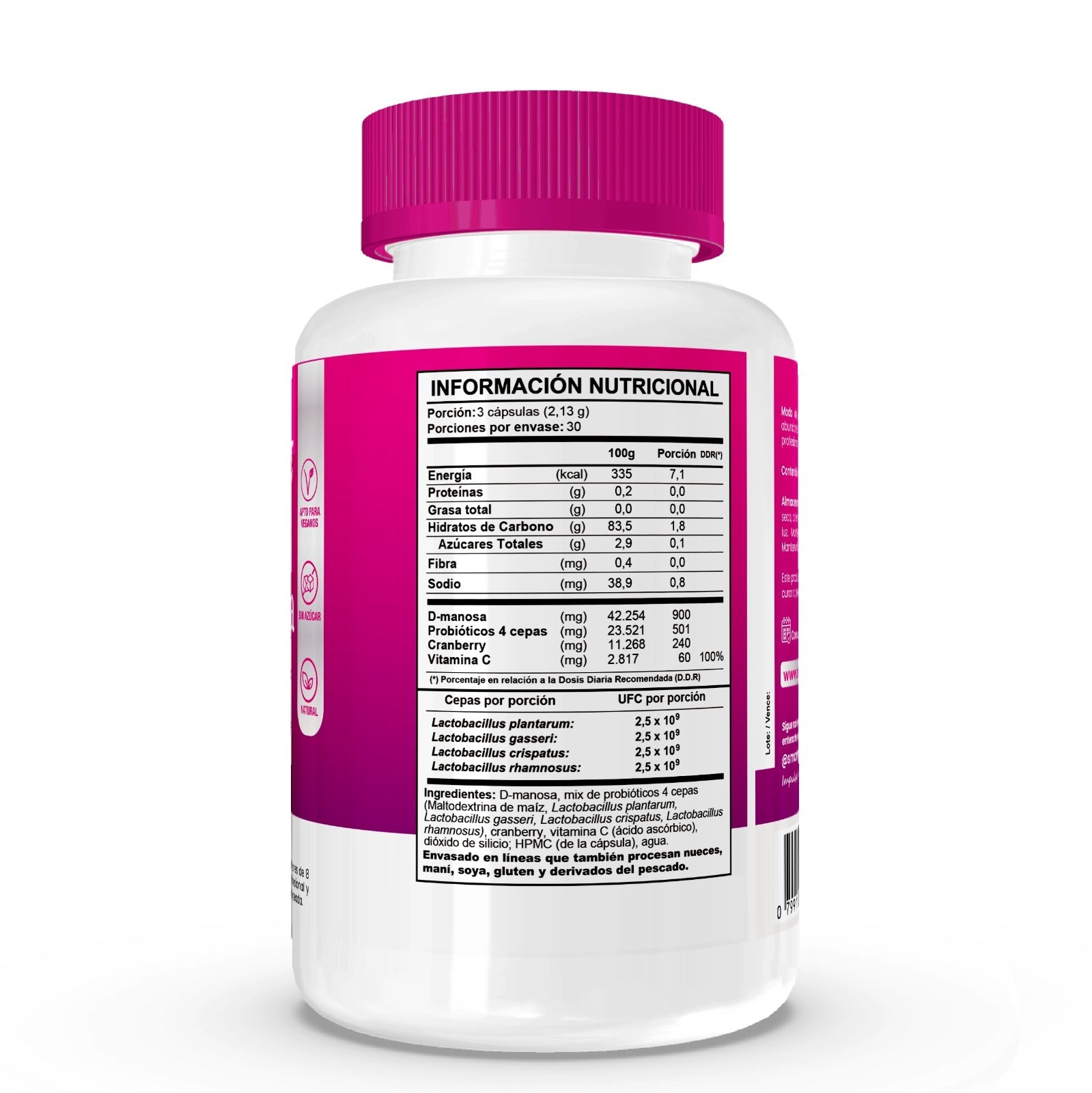 D-manosa + Cranberry + Probióticos + Vitamina C -90 Cápsulas SmartNutrition