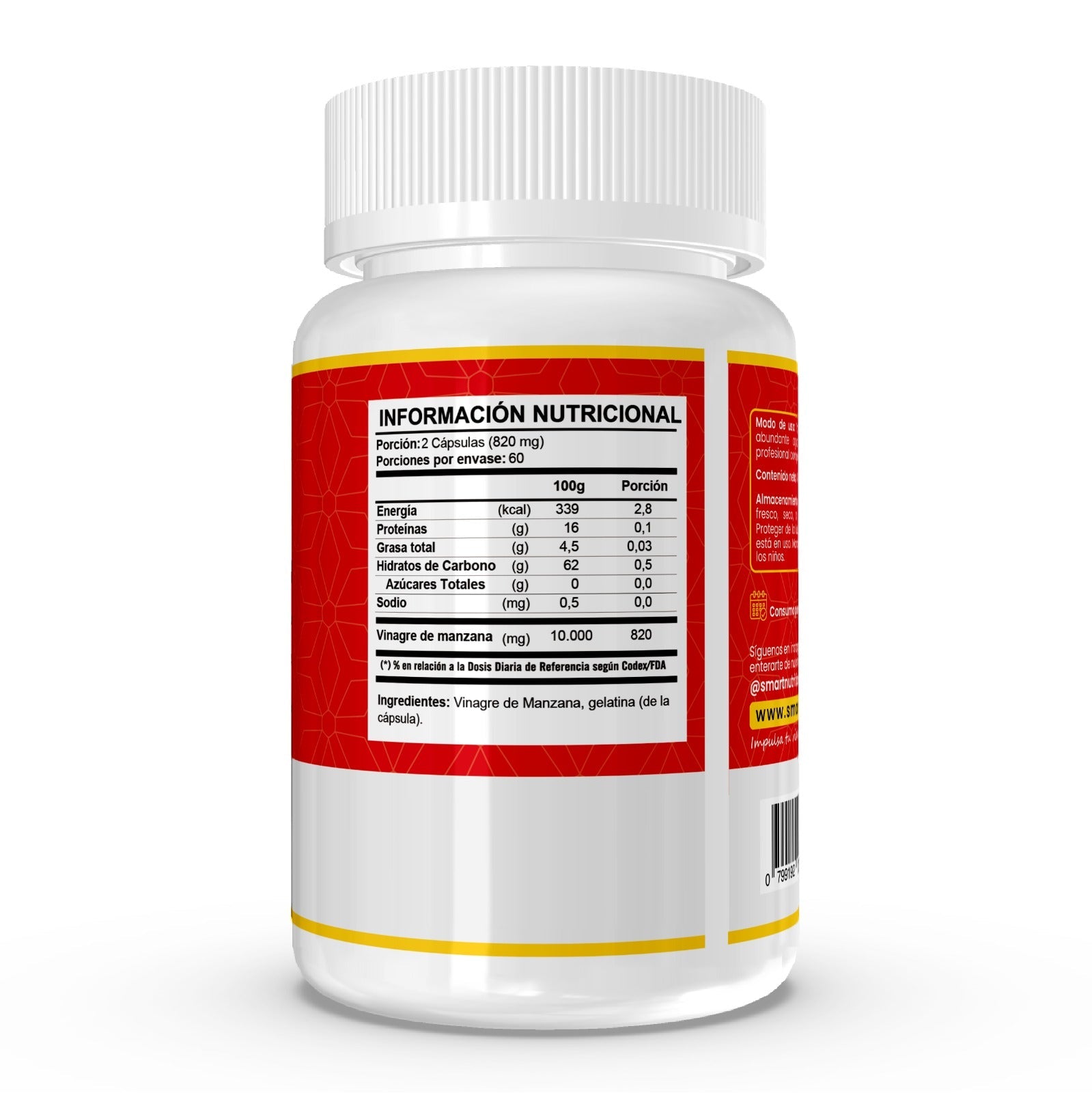 Vinagre de Manzana 820 Mg - 120 Cápsulas - SmartNutrition SmartNutrition