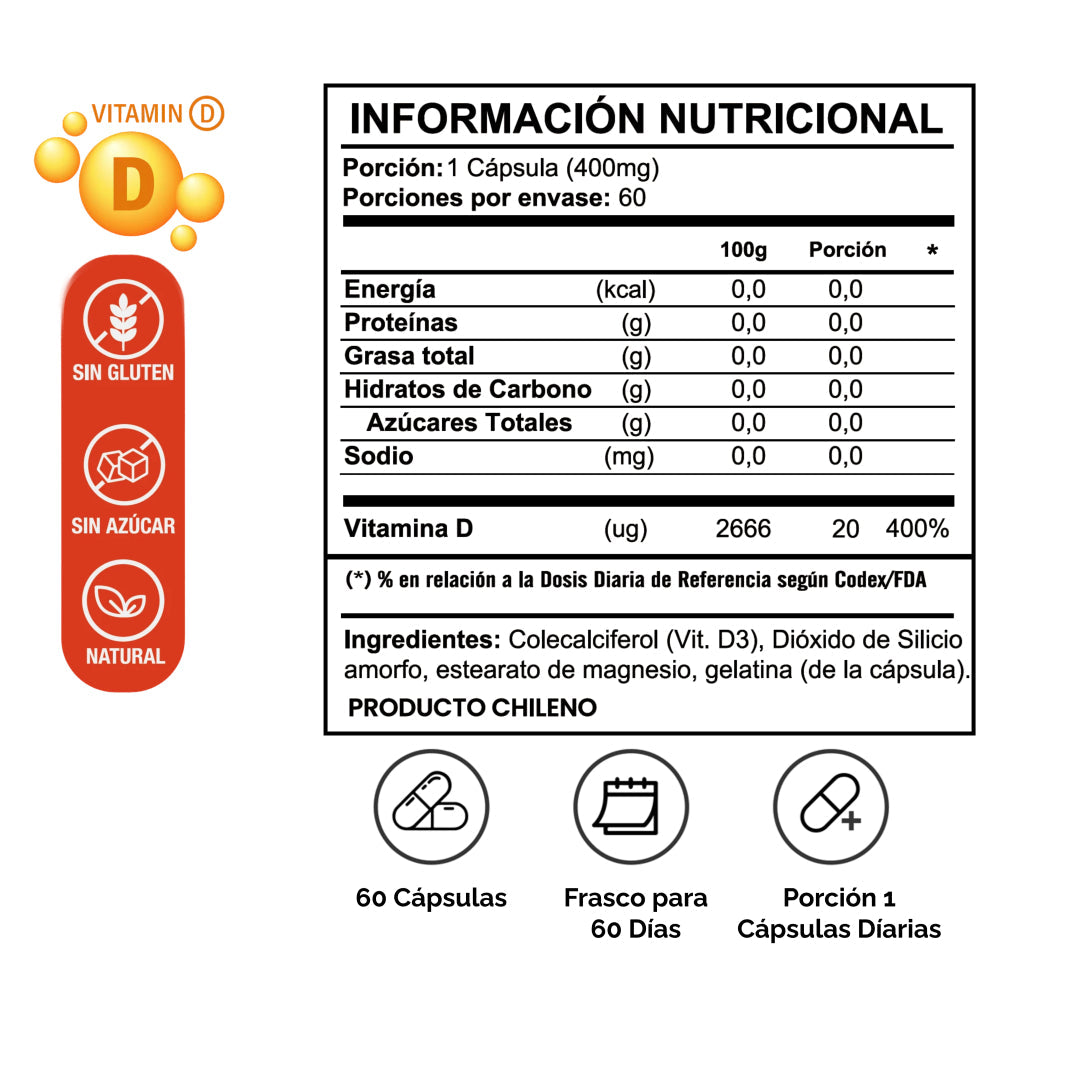 Vitamina D3 800ui 60 Capsulas SmartNutrition