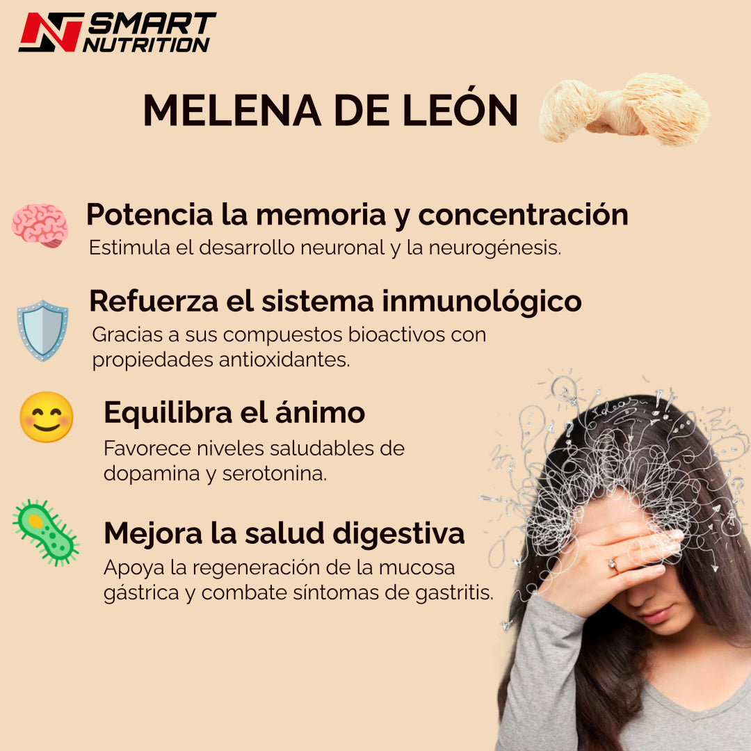 Melena de León 600 mg – 60 Cápsulas Vegetales | Smart Nutrition SmartNutrition