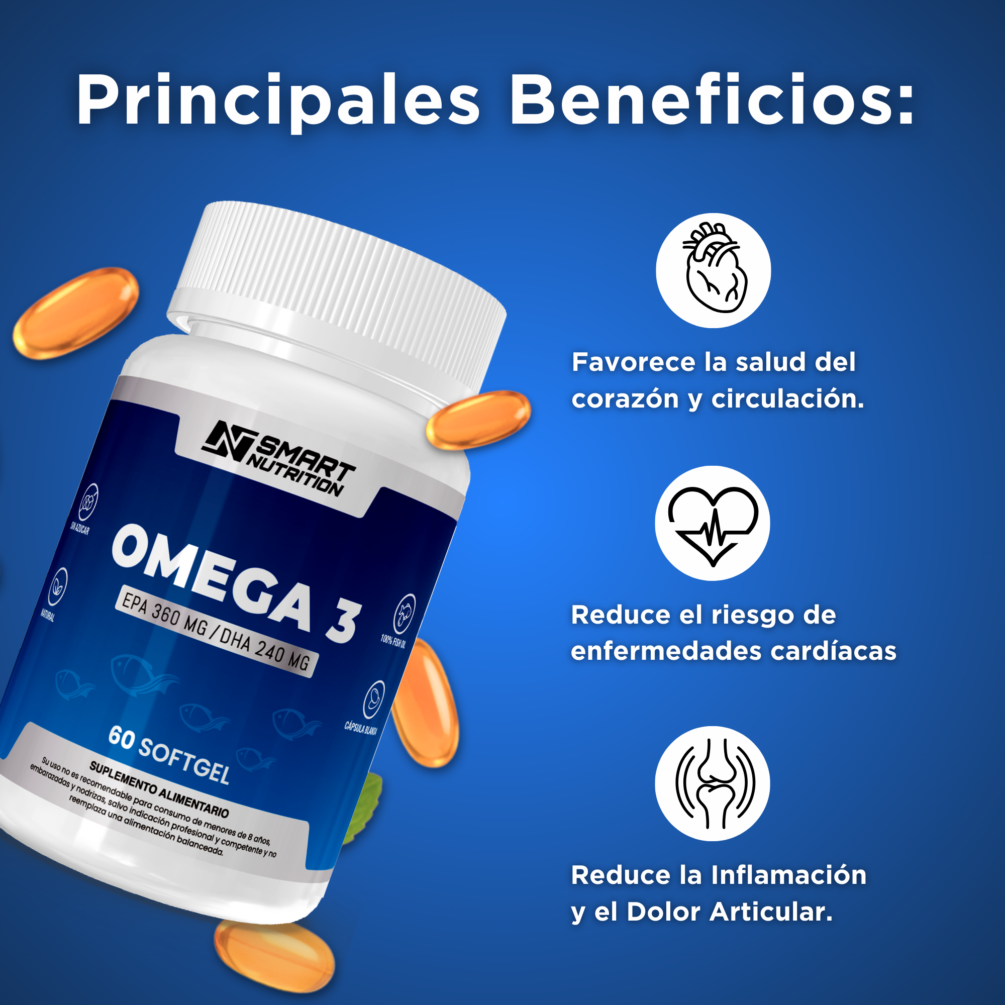 Omega3 - Aceite De Pescado 1000g(Dha Y Epa), 60 Capsulas SmartNutrition