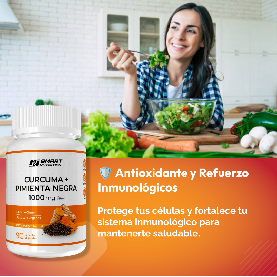 Cúrcuma + Pimienta Negra 1000 mg - 90 cápsulas vegetales | Smart Nutrition SmartNutrition