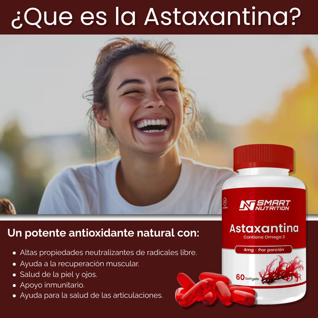 Astaxantina 60 Cápsulas – Antioxidante Natural SmartNutrition