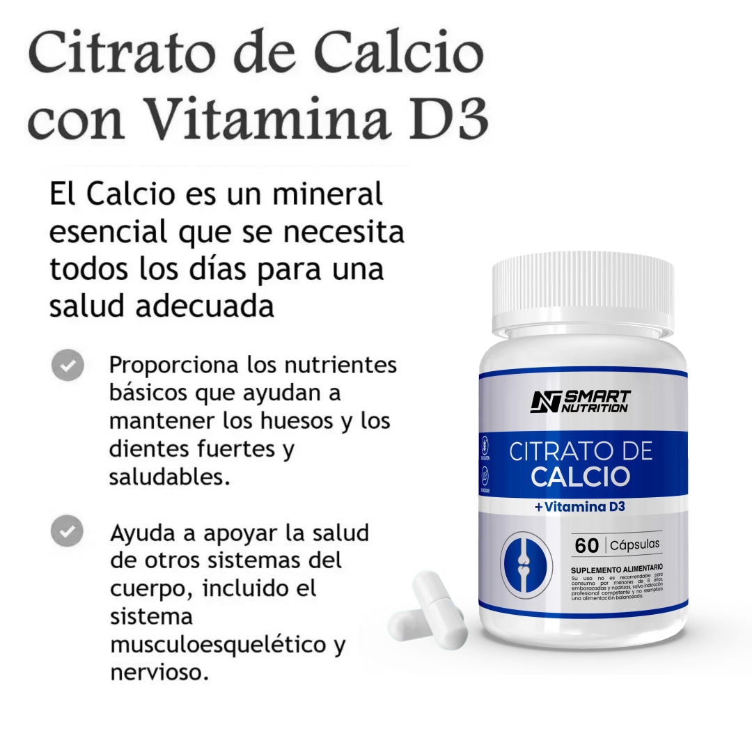 Citrato De Calcio + Vitamina D3- 60 Capsulas SmartNutrition