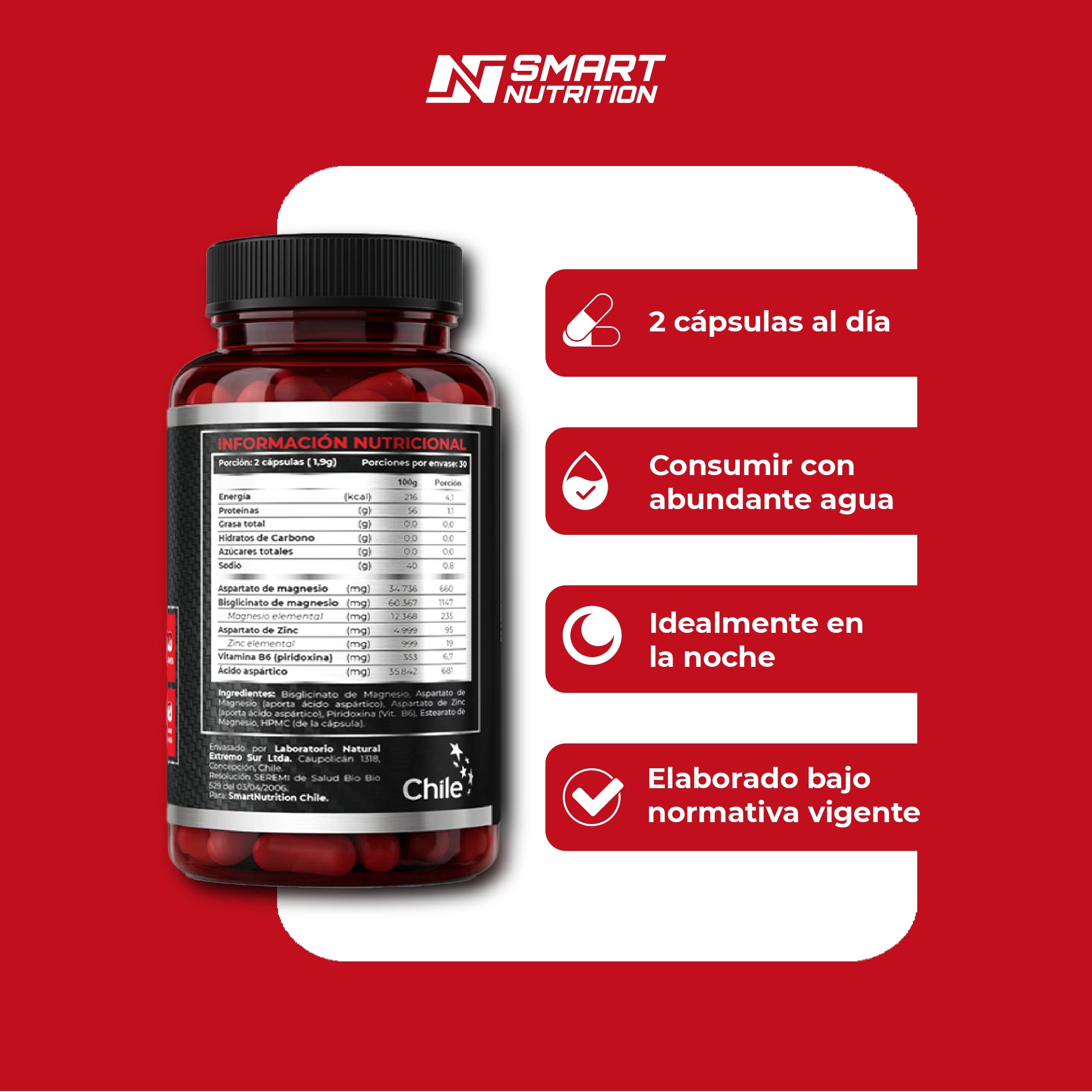 ZMA Advance Smart Nutrition – Zinc, Magnesio, Ácido D-Aspártico y Vitamina B6 | Potencia, Energía y Recuperación Muscular SmartNutrition