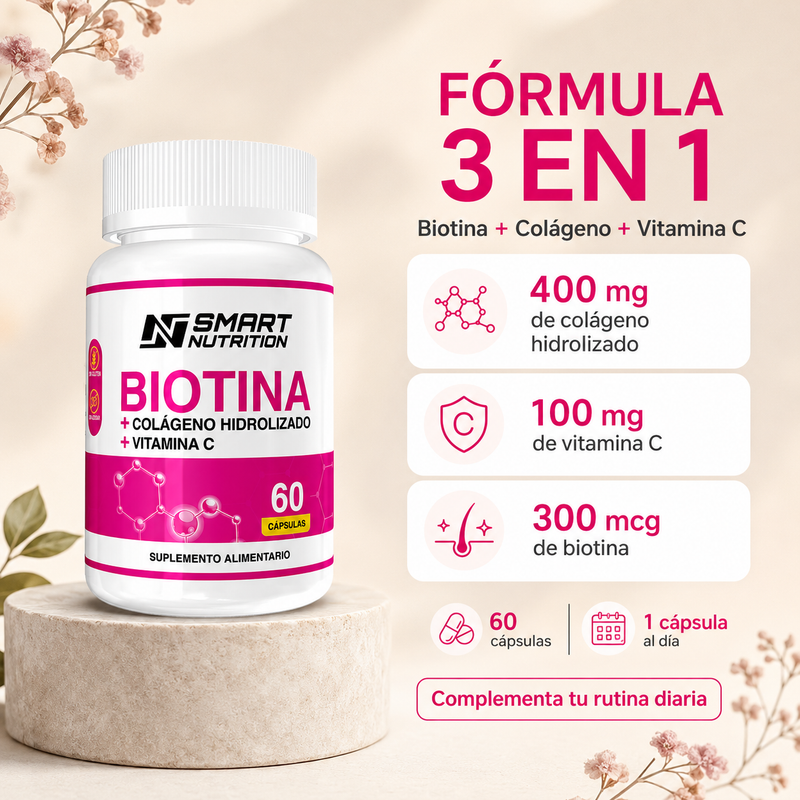 Pack x3 Biotina + Colágeno Hidrolizado + Vitamina C
