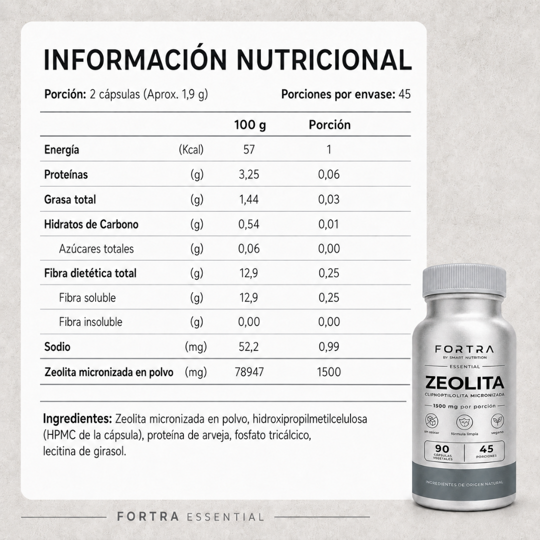 Zeolita Micronizada 1500mg – Alta Pureza SmartNutrition