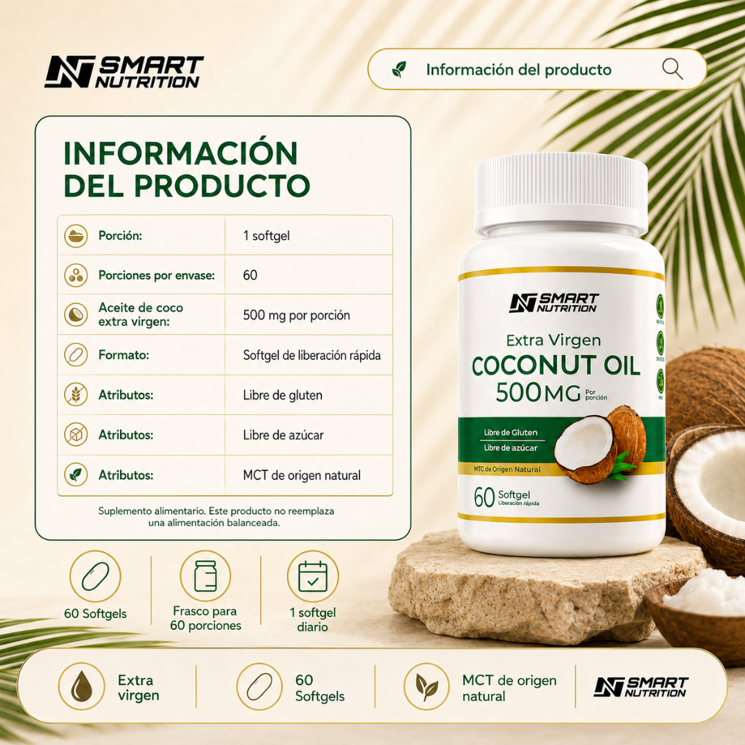 Aceite De Coco Extra Virgen 500mg SmartNutrition