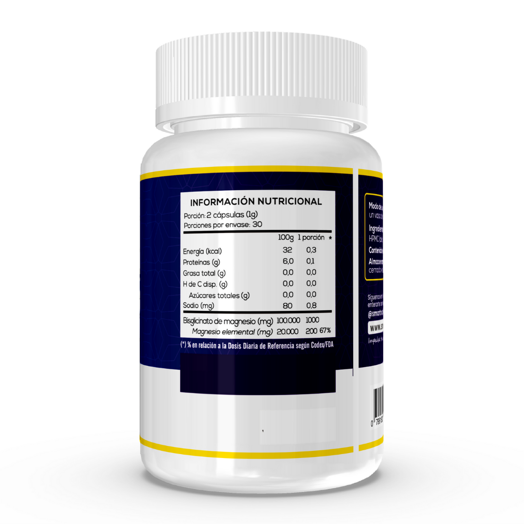 Bisglicinato de Magnesio 1000mg - 60 Capsulas SmartNutrition