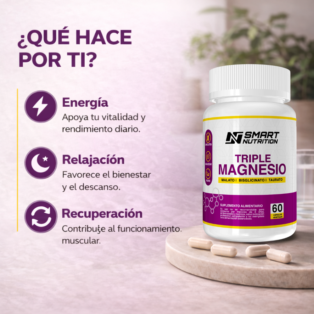 Pack x2 Triple Magnesio (Malato, Bisglicinato, Taurato) SmartNutrition