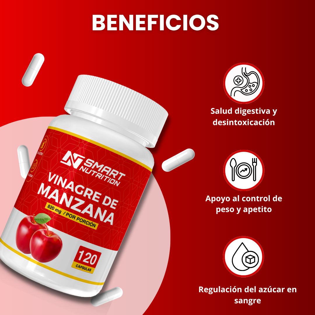 Vinagre de Manzana 820 Mg - 120 Cápsulas - SmartNutrition SmartNutrition