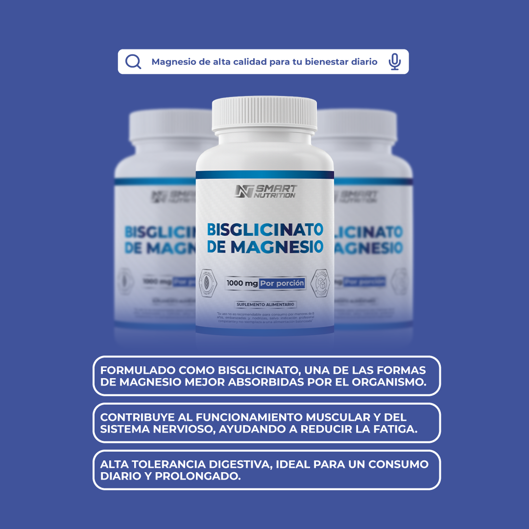 Bisglicinato de Magnesio 1000mg - 60 Capsulas SmartNutrition
