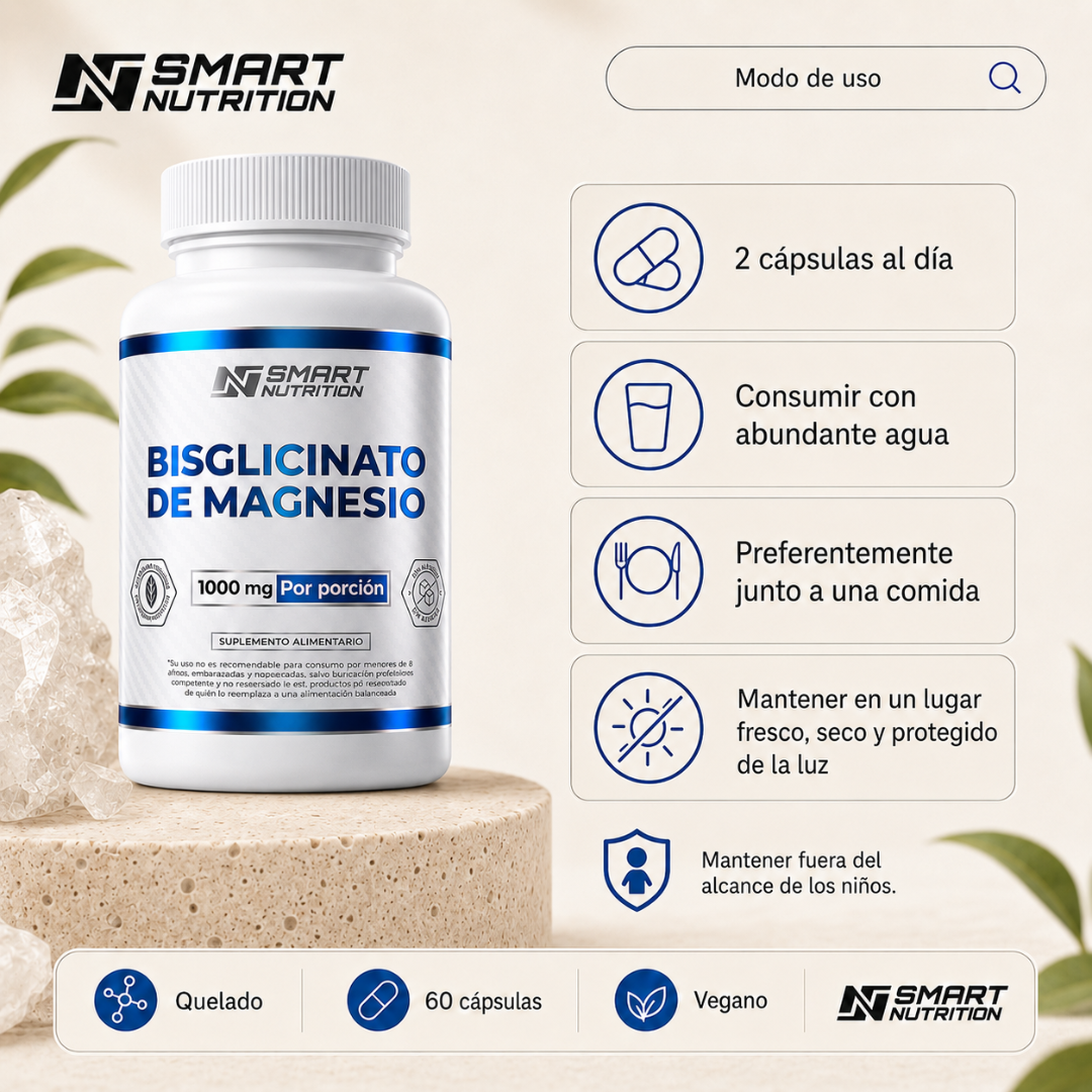 Bisglicinato de Magnesio 1000 mg  – Alta Biodisponibilidad SmartNutrition