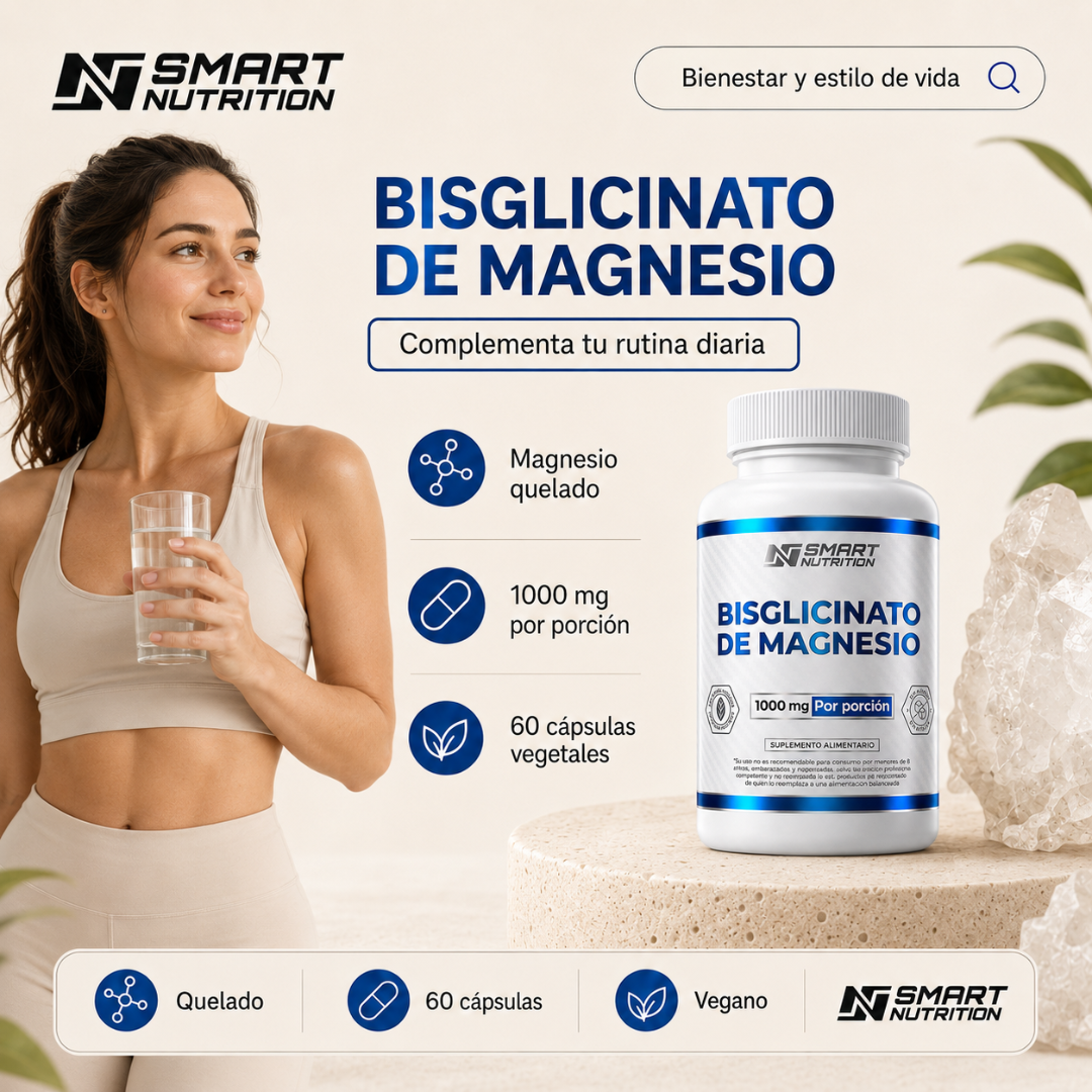 Bisglicinato de Magnesio 1000 mg  – Alta Biodisponibilidad SmartNutrition