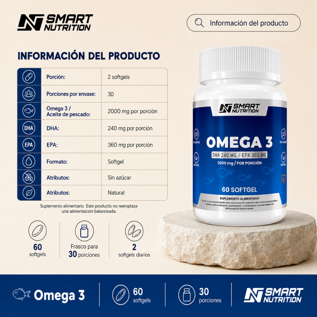 Omega3 - Aceite De Pescado 2000g(360Epa Y 240Dha) - Certificado SmartNutrition