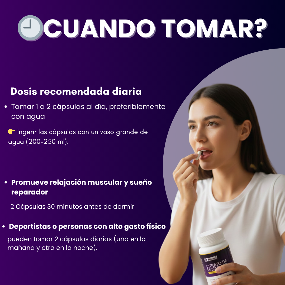 Citrato de Magnesio 90 cáps – Alta absorción – Relajación muscular y sueño – SmartNutrition SmartNutrition