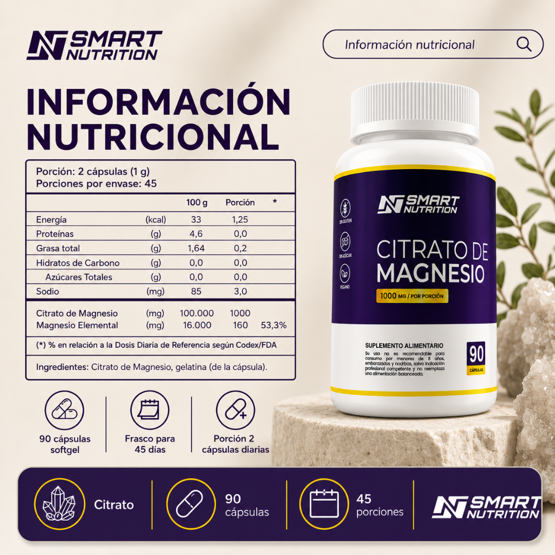 Citrato de Magnecio + Citrato de Potació SmartNutrition
