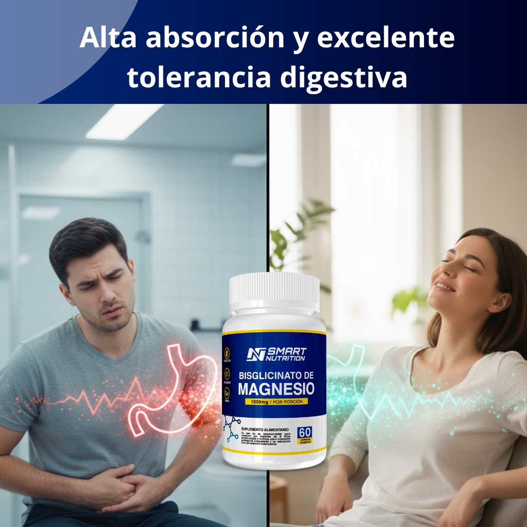 Bisglicinato de Magnesio 1000mg - 60 Capsulas SmartNutrition