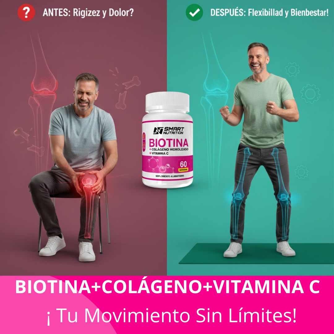 Biotina + Colágeno Hidrolizado + Vitamina C - 60 CAPSULAS SmartNutrition