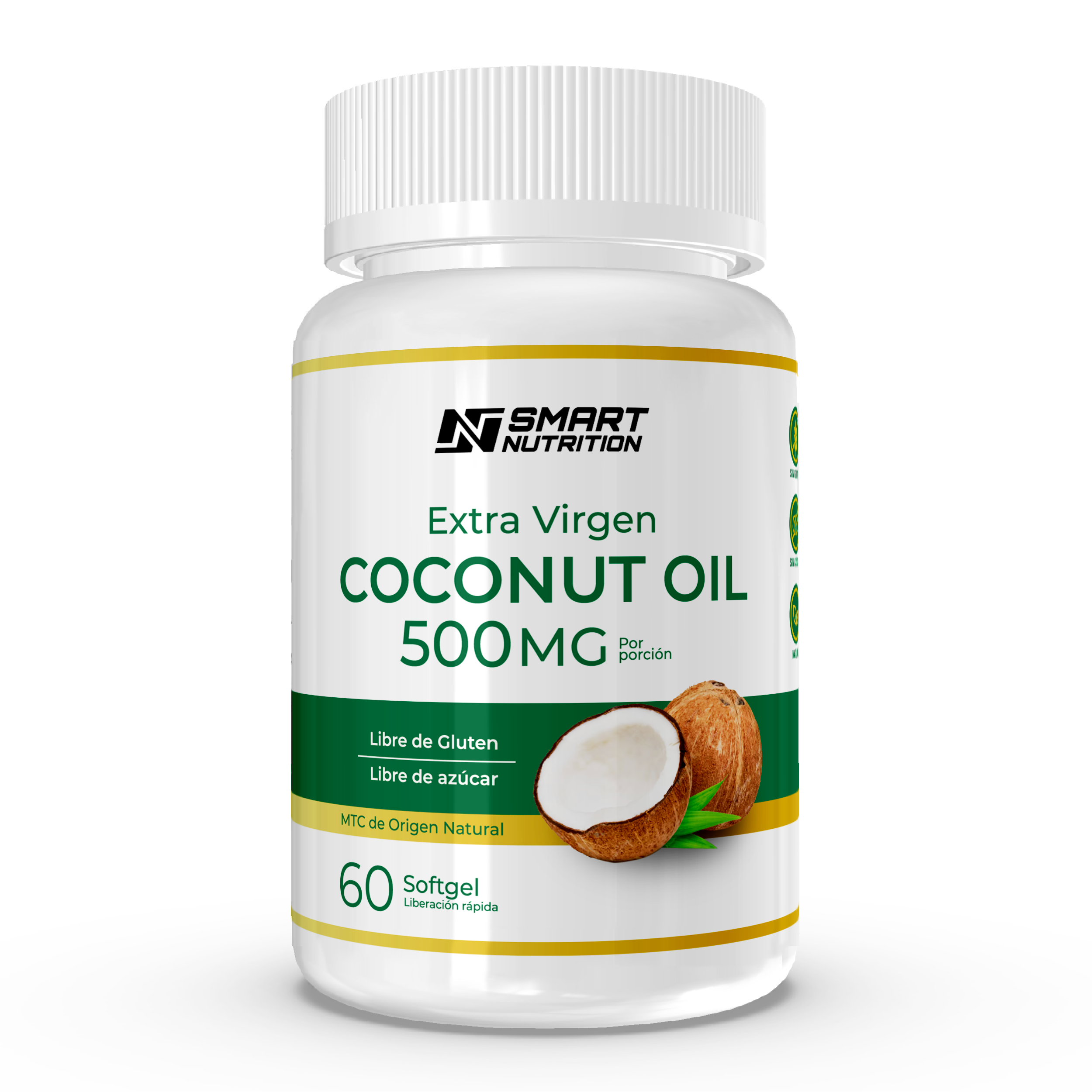 Aceite De Coco Extra Virgen 500mg 60 - Capsulas Softgel