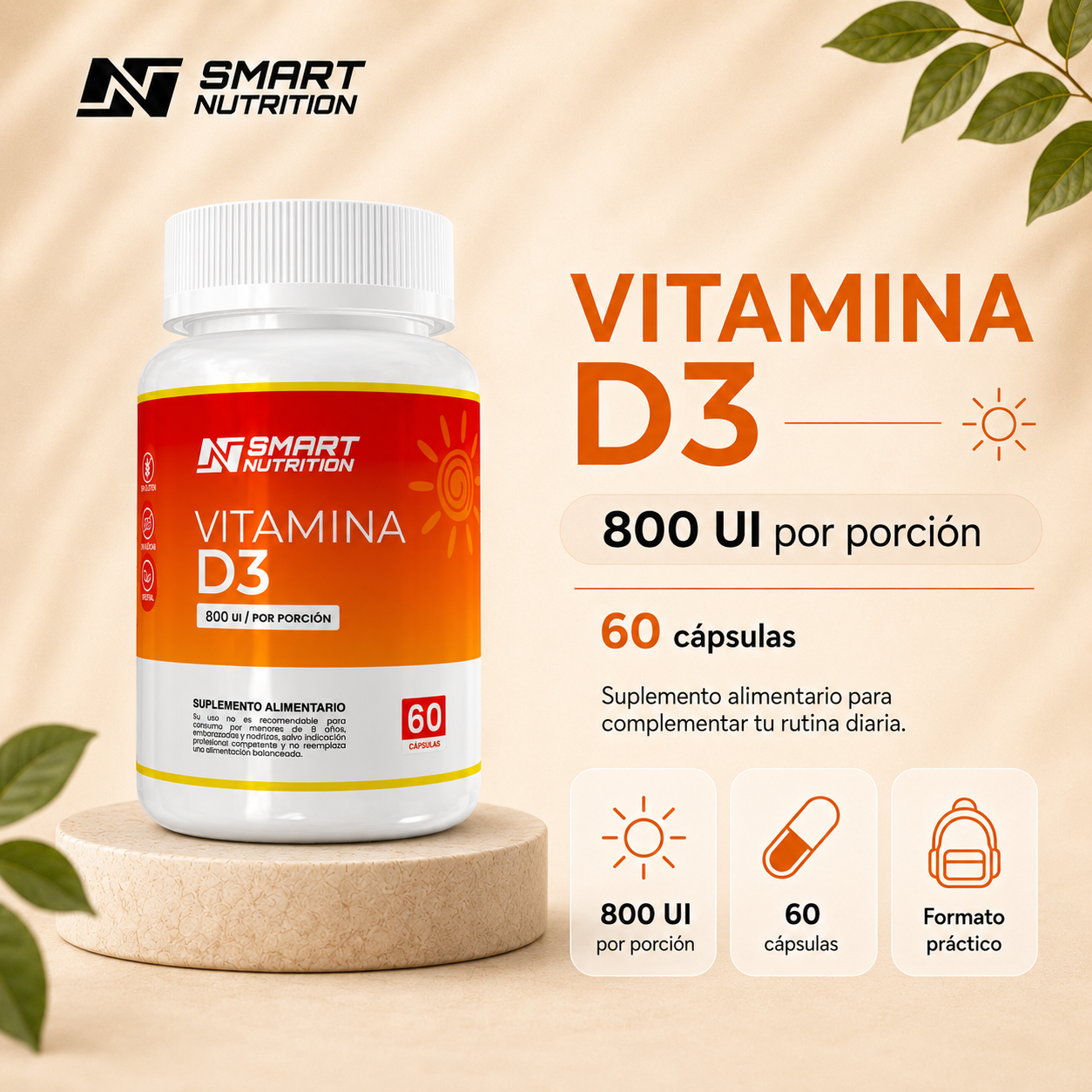 Vitamina D3 800 UI SmartNutrition