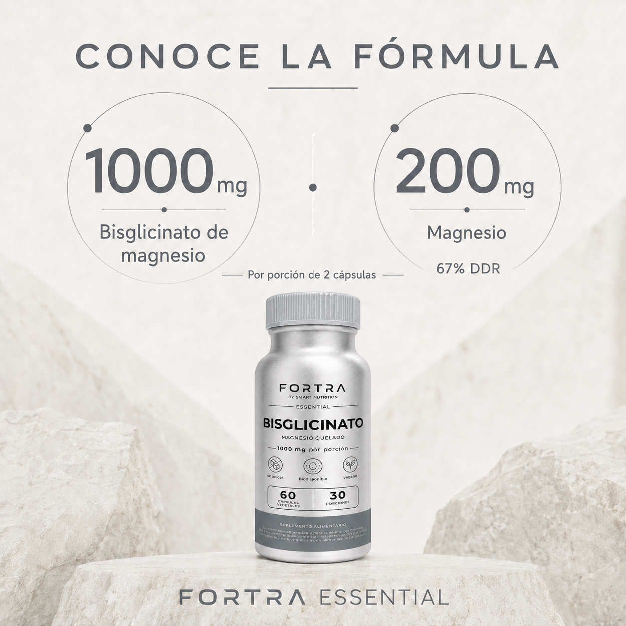 Bisglicinato de Magnesio 1000mg - Alta Absorción - Fortra Fortra